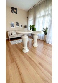 Resim Beyaz Renk Ahşap Mantar Sehpa Takımı 2 Li Yan Sehpa Seti Beyaz 