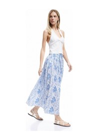 Resim Koton Viskon Kumaş Gipe Detaylı A Kesim Floral Midi Etek Lacivert Desenli 5sak70169ew 7d2 