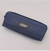 Resim Willowhaven Koyu Mavi Minimalist Oxford Kumaş Kalem Kutusu, Yatay Çizgili Okul Çantası 