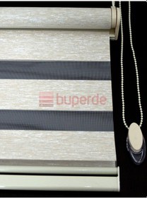 Resim Buperde Simli Krem Bambu Zebra Stor Perde 