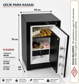 Resim U.S.F Ev ve Ofis İşyeri Büro Tipi Altın Nakit Silah Ziynet Evrak Kıymetli Eşya Güvenli Anahtarlı Çelik Para Kasası 