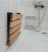 Resim Medikaltec Katlanır Duş Taburesi - Doğal Ahşap Katlanır Banyo Oturağı 