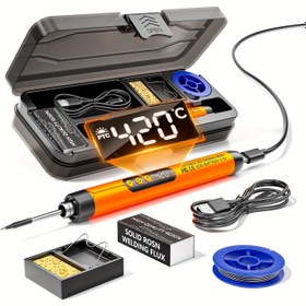 Resim Tavrenth USB Dijital Ekran Dövme Demiri LCD Sıcaklık Ayarları, Şarj Edilebilir Pil, Ergonomik Kolu ve Depolama Kutusu ile - Elektronik Tamir ve DIY Projeleri için İdeal, DIY Dövme İstasyonu | Kompakt Dövme İstasyonu | Dayanıklı Plastik Kutu 