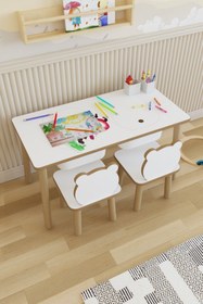 Resim POFİTTO Montessori Çocuk Masası-oyun Masası-aktivite Masası-etkinlik Masası Takımı 2 Panda Sandalye 
