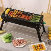 Resim 1 adet Taşınabilir Paslanmaz Çelik Kömür Izgara - Katlanabilir BBQ Ocakları ile Ayarlanabilir Bacalar, Ağır Hizmet Metal Yapı ve Gıda Güvenli Boya Kaplaması için Açık Hava Piknikleri, Kamp, Arka Bahçe BBQ'ları, Kamp Ocakları, Katlanabilir Tasarım, Dayanıklı Yapı 