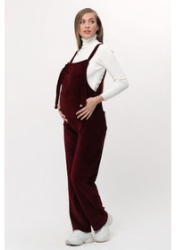 Resim Luvmabelly Myra6113 - Bordo Kadife Hamile Salopet-Bordo 