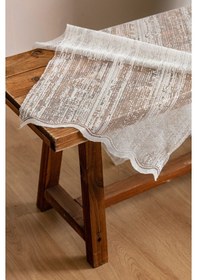 Resim Taç Kalın Çizgili Örme Tül Perde - Ekru 