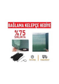 Resim %75'Lik Gölgelik File - Bahçe Çit Filesi - Kelepçeli - Yeşil 