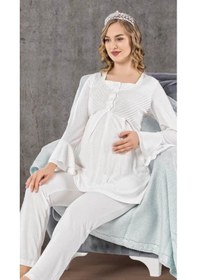 Resim Birolgaye Limissi 2106 Hamile Lohusa Pijama Takımı Ekru 