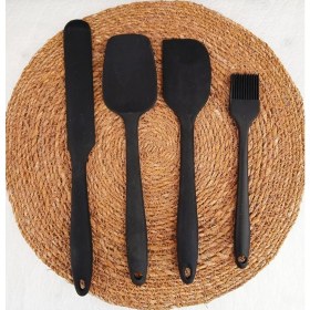 Resim Delixa 4 Parça Büyük Boy Silikon Yumurta Fırçası Kaşık Spatula Seti Isıya Dayanıklı 