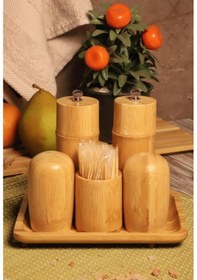 Resim Atbyhome Standlı Tuzluk Biberlik Öğütücü Değirmen Seti 6 Parça 