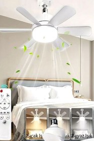 Resim Helios Vega 25W Led 5 Pervaneli Tavan Vantilatörü E27 Duylu HS 9301 