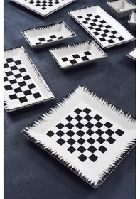 Resim Piatti Naturali 12 Parça 4 Kişilik Dama Kahvaltı Takımı Handmade Sunum Set Siyah 