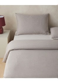 Resim English Home Tattersall İpliği Boyalı Tek Kişilik Çarşaflı Nevresim Takımı 160x220 Cm Kahverengi Kahverengi 