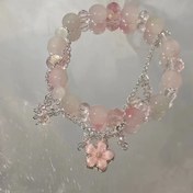 Resim 1 adet Kalp Kolye ile Şık Kiraz Çiçeği ve Kelebek Bileklik - Bohem Tarzı Kadın Takıları, Onun İçin İdeal Sevgililer Günü Hediyesi, Kiraz Çiçeği Temalı Aksesuarlar 