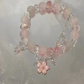 Resim 1 adet Kalp Kolye ile Şık Kiraz Çiçeği ve Kelebek Bileklik - Bohem Tarzı Kadın Takıları, Onun İçin İdeal Sevgililer Günü Hediyesi, Kiraz Çiçeği Temalı Aksesuarlar 