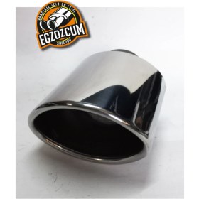 Resim 60 mm Tekli Krom Oval Yassı Kesik Sessiz Egzoz Ucu Eksoz 1 Adet--Egzozcum 