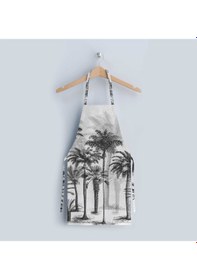 Resim Adawall Siyah Palmiye Ağaçlar Tasarımlı Mutfak Önlüğü 