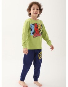 Resim Avangers Fıstık Yeşili Erkek Çocuk Uzun Kol Pijama Takım Fıstık Yeşili 