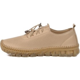 Resim Bej Hakiki Deri Kadın Günlük Ayakkabı 0003 Z Bej 