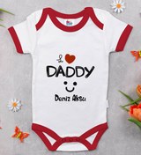 Resim Bitmeyen Kartuş Bk Kids Kişiye Özel I Love Daddy Tasarımlı Kırmızı Bebek Body Zıbın-1 