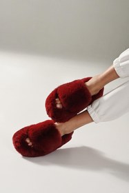 Resim Beyond Kadın Bordo Ekstra Yumuşak Tüylü Terlik 3cm BYND01 