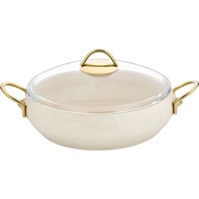 Resim Lavonni 30 cm Granit Basık Güveç Tencere - Krem 