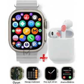 Resim Gri 2'li Set: Akıllı Saat ve Kablosuz Kulaklık, Android ve Ios Uyumlu 