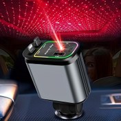 Resim 4'ü 1 Arada Alüminyum Alaşımlı Araç Şarj Aleti, 66W Yıldızlı Gökyüzü Tavan Şarj Cihazı Kırmızı Ortam Işığı ile, iPhone/Akıllı Telefonlar, Galaxy S23/22, Pixel Modelleri için Uyumlu, Serbest Ayarlanabilir 180° Soket, Dolaşmaz Tasarım, İki Adet 79.25cm Tip-C ve Bir iPhone Geri Çekilebilir Kablo + Çift USB-C Port Adaptörü, Tüm Araç Türlerine Uygun 