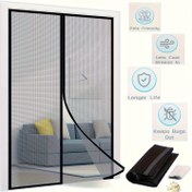 Resim 1 Takım 80.01cm x 208.28cm / 91.44 cm x 208.28cm / 100.08 cm x 208.28cm Manyetik Ekran Kapısı (Siyah), Kendinden Kapanan Sağlam Ağ Bölme, Böcekleri Dışarıda Tutuyor 