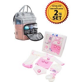 Resim Bebek Bakım Çantası Ve 5 Parça Papatya Hastane Çıkışı İkili Set Pembe 