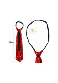 Resim Mey İthalat Kırmızı Pul Payetli Işıltılı Parti Kravatı 33 Cm 