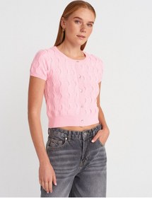 Resim Dilvin 60980 Bisiklet Yaka Dokulu Düğmeli Triko Hırka-pembe Pembe 