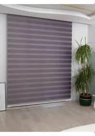 Resim Antrasit Bambu Düz Zebra Stor Güneşlik Perde 