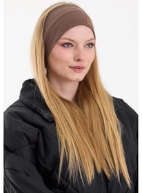 Resim Kadın Pamuklu Kaşkorse, Kaymaz, Terletmez, Ultra Hafif, Spor Saç Bandı Bandana - Tek Ebat / Kahverengi Kahverengi 