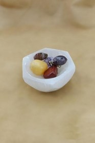 Resim Altıgen Enerji Çanağı Beyaz Selenit Küçük Kase 8cm 