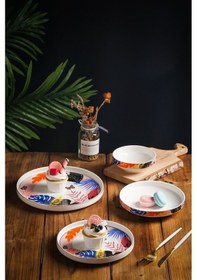 Resim Butterfly Modern Altın 24 Parça 6 Kişilik Porselen Yemek Takımı Yuvarlak 