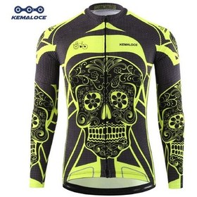 Resim Sarı Kemaloce Sonbahar Pro Uzun Kollu Bisiklet Forması Kafatası Retro Erkekler Tam Kollu Döngüleri Gömlek Giyim Takım Bisiklet Bisiklet Forması Sarı 