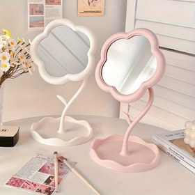 Resim 3 Renk Seçeneği ile Çiçek Şekilli Dekoratif Ayna - Beyaz, Pembe, Sarı - Dayanıklı Plastik ve Cam, Ev ve Hediye Kullanımı için Ayarlanabilir Tasarım, Kompakt ve Seyahat Dostu, Ayna Duvar Dekoru 