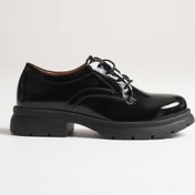 Resim ANALİN SHOES Kadın Hakiki Deri Bağcıklı Oxford Ayakkabı - Siyah Rugan 