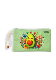 Resim Love Avokado Çiçekli Desenli Kalem Kutusu Yıkanabilir Bez Kalemlik 
