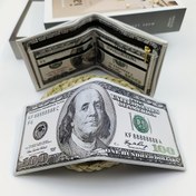 Resim Vintage 100 Dolarlık Tasarım İnce Cüzdan - Suni Deri, Fermuarlı Bozuk Para Cüzdanı, Kredi Kartı Tutucu, Erkek ve Kadınlar için Ultra İnce Katlanabilir Tasarım, İdeal Hediye 