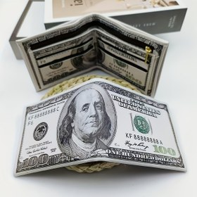 Resim Vintage 100 Dolarlık Tasarım İnce Cüzdan - Suni Deri, Fermuarlı Bozuk Para Cüzdanı, Kredi Kartı Tutucu, Erkek ve Kadınlar için Ultra İnce Katlanabilir Tasarım, İdeal Hediye 