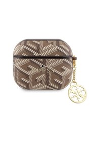 Resim Apple Uyumlu AirPods 3. Nesil Kılıf Guess Lisanslı G Cube Desenli 4g Süs Zincirli Kahverengi 