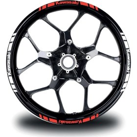 Resim Kawasakı Yazılı Kısa Dış Şerit 16'lı Çift Renk Jant Sticker Modeli 