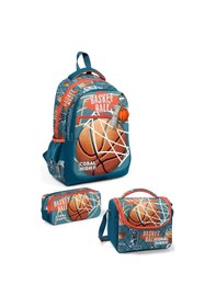 Resim Coral High Kids Nefti Turuncu Basketbol Desenli 3 Lü Okul Çanta Seti Set0123651 