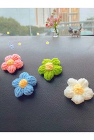 Resim merdümek 6 adet kendinden yapışkanlı çiçek örgü araç içi aksesuar - torpido aksesuarı - torpido süsü 