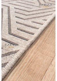 Resim Saraz Halı Ada Kilim Modern Salon Mutfak Koridor Kesme Yolluk Dokuma Makine Halısı Zigzag Vizon Vizon 