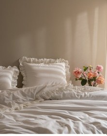 Resim Madame Coco Obernai Tek Kişilik %100 Pamuk Fırfırlı Düz Yıkamalı Nevresim Takımı - Beyaz 8684427302231 Çok Renkli 