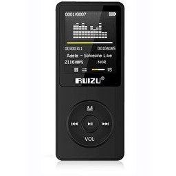 Resim Ruizu X02 Ultra İnce MP3 Çalar 4 GB FM Radyo Siyah 